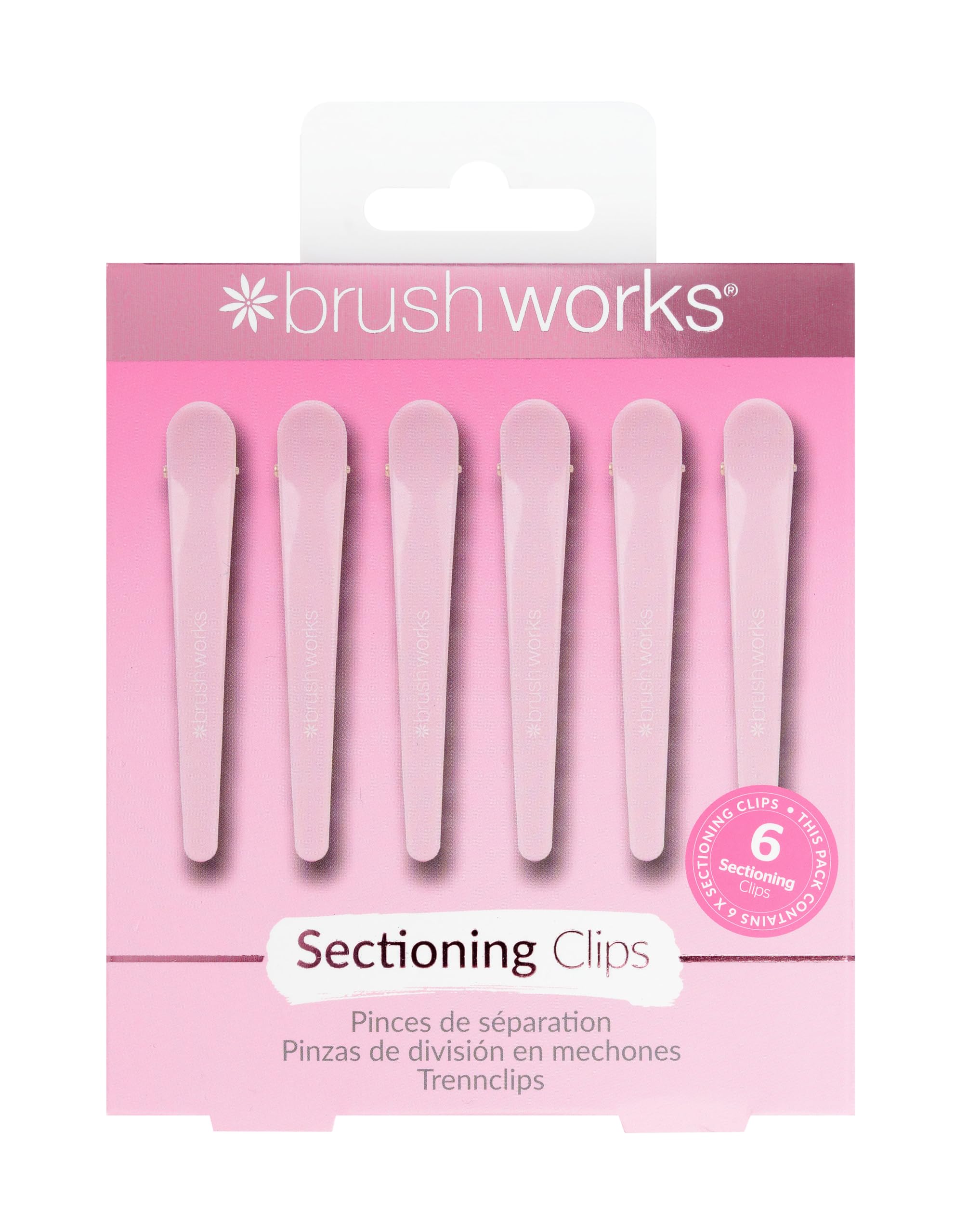 Brushworks Sectioning Clips – 6 Pack Strong, Durable & Lightweight Styling Accessories for Blow-Drying, Straightening, Salon & Home Styling