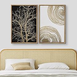 MUDECOR Framed Canvas Print Wall Art Set Gold Black