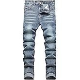 Men's Slim Fit Stretch Jeans Ripped Skinny Jeans for Men, Fashion Straight Leg Comfort Flex Waist Cargo Denim Pants