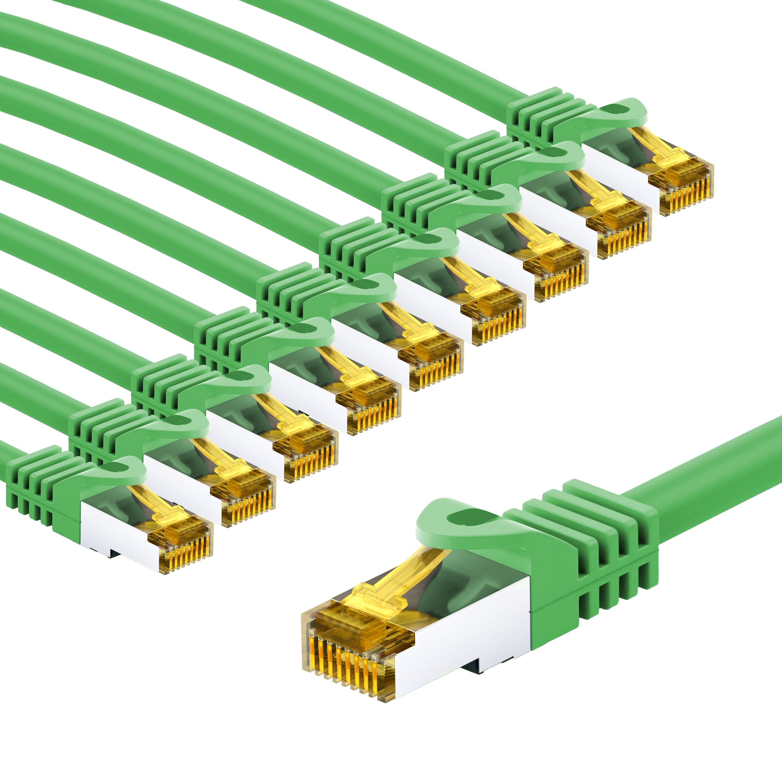 goobay 66104 CAT7 Network Cable Set of 10/Patch Cable Shielded S/FTP/CU Ethernet Cable, PiMF, LSZH/Cat 7 Cable with 10 Gbits/Green / 10 x 2 m