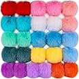 BQTQ 26 Pieces Faux Rabbit Fur Pom Pom Balls with Elastic Loop DIY Fluffy Pom Pom for Hats Beanie Shoes Scarves Gloves Bags Accessories(13 Colors, 2 Pcs Each Color)