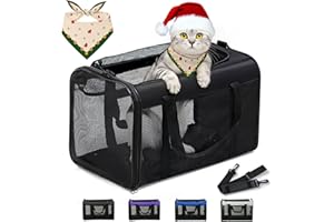 Conlun Cat Carrier Bag,Soft-Sided Pet Carriers for Dogs with 4-Sided Mesh,Airline Approved Cat Transport Carrier for Small&Medium Cats Kitten Puppy Up to 15Lb,Collapsible Cat Travel Carrier-M,Black