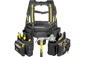 MegaFlint Tool Belt Suspenders Tool Vest Ultra Anti-Wear Tool Belt 20-Pocket Pro Framer's Combo Apron Tool Belt and Yoke-style Suspenders-1200D Tool Belts for Men