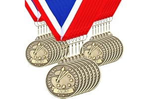 Quelay 30 Pcs 2'' Award Medals Bulk Gold Winner Medals with Neck Ribbons Metal Trophy Award Prize Gift for Tournaments, Competitions, Party, Kids and Adults