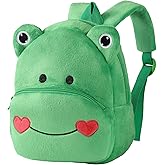 MICHLEY Toddler Backpack Plush Animal SchoolBag Cartoon Girls Travel Bag Mini Baby Daypack for Kids Kindergarten Pre School Bags, Frog