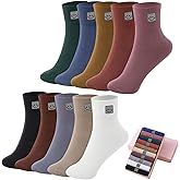 HUGSWEET Soft Comfy Cotton Breathable Socks for Women above Ankle Mini Crew Bootie Socks Gifts for Women 5-10 Pairs