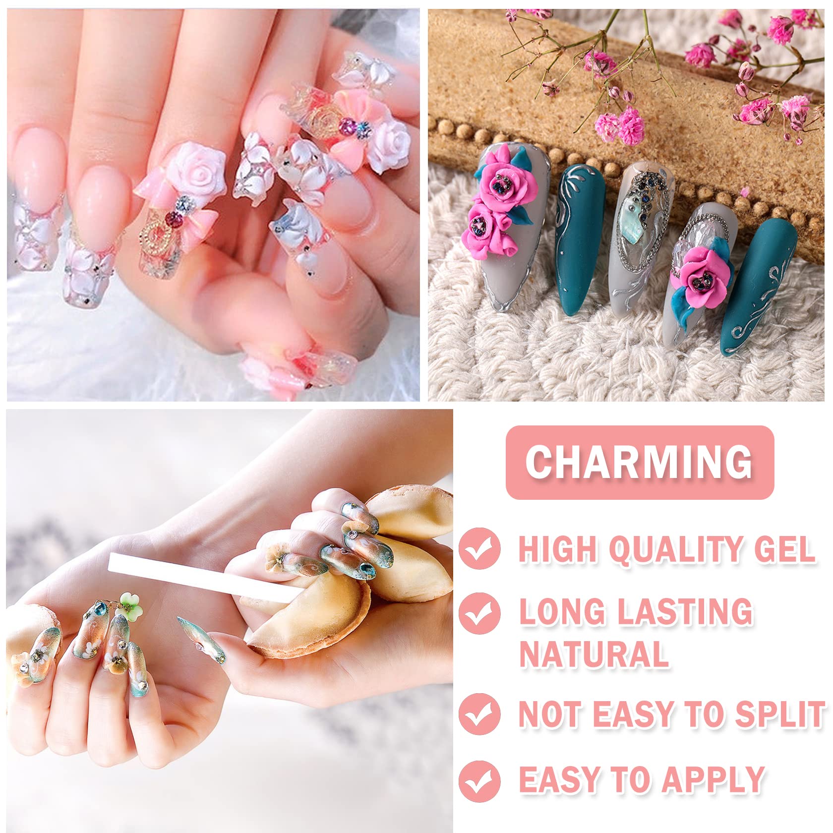 QIUFSSE 12 Colors Sculpture Painting Set, 3D Nail Art Set with Carved Painting Pen, Salon Creative DIY Gel Nails