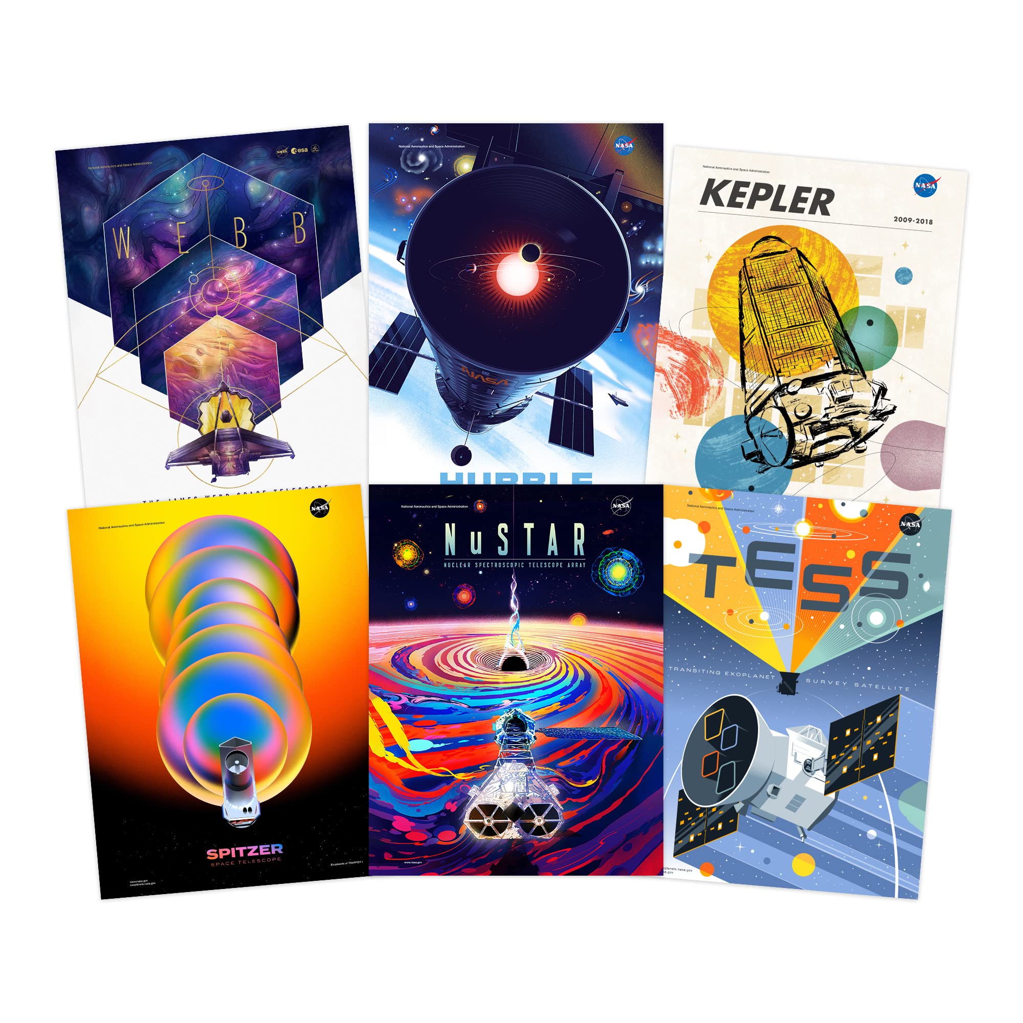 Artery8 NASA Exoplanet Travel Bureau Telescopes Space Wall Art Poster Pack of 6 — image 1