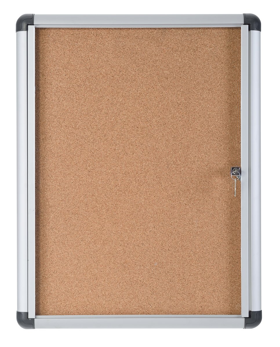 Bi-Office Display Case Enclore Extra, Cork Surface, Acrylic Door, Aluminium Frame, 53.2 x 68.6 cm (4X A4)