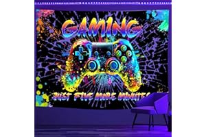 Lacoiime Boys Cool Gaming Graffiti Tapestry Wall Hangings, UV Colorful Gamers Neon Tapestry, Fun Teen Bedroom Room Dorm College Retro 80's Video Game Tapestries, 60 X 40 IN