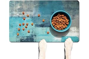 HSOWKDN Dog Food Mats for Floors Absorbent, Cat Food Mat - Pet Cat Feeding Mat Quick Dry, Dog Bowl Mats for Water, Pet Supplies Feeding Placemat 12" x 20"Tie-dye Blue