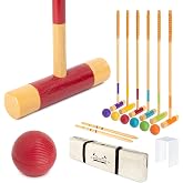 GoSports Six Player Croquet Set - Choose Deluxe (35") or Standard (28") - Modern Wood Design