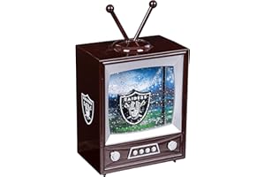 TEAM SPORTS AMERICA NFL Las Vegas Raiders Snow Globe Lantern, Vintage TV Water Globe with Lights & Swirling Glitter, Battery Operated Christmas Football Tabletop Decoration, Memorabilia Gift for Men & Women Fans