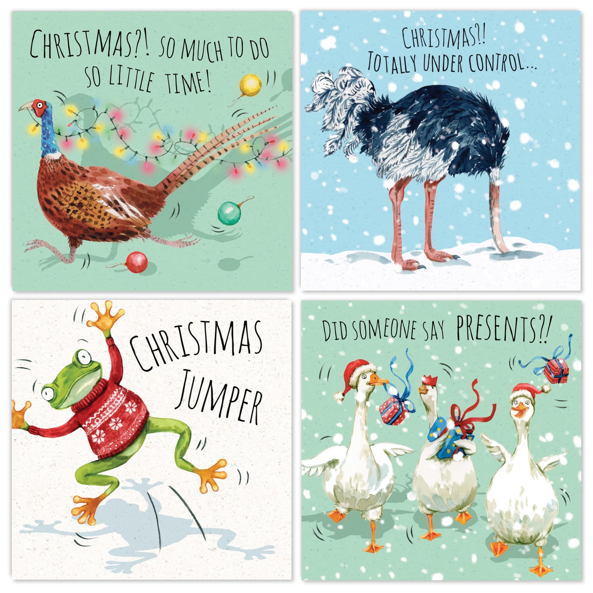 Twizler Funny Christmas Cards Pack of 6-6 Different Humour Designs - 6 Pack of Humour Merry Christmas Cards - Funny Xmas Cards Multipack