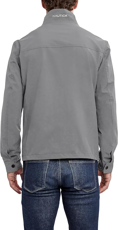 Chaqueta de golf ligera para hombre con cierre completo y elástico para exteriores, Gris nube., XXL