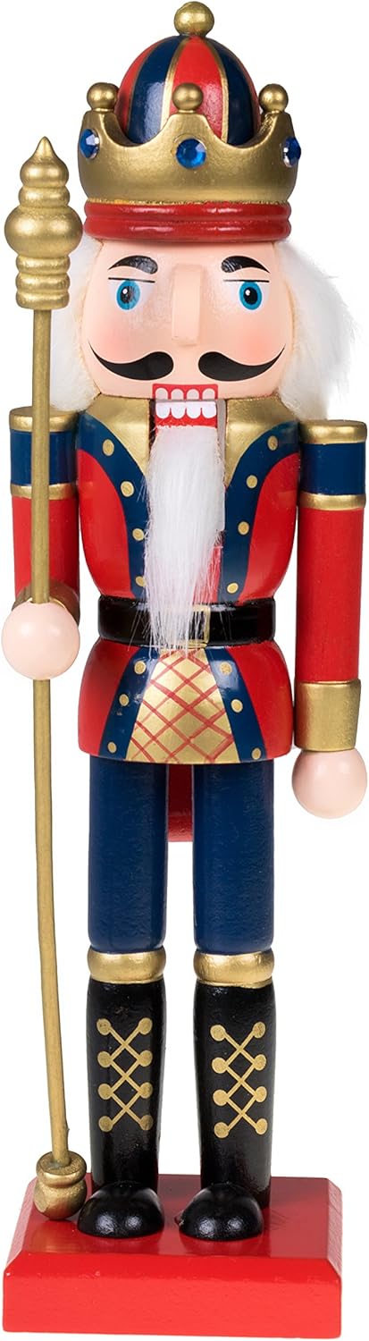 Nutcrackers - Clever Creations Red and Blue King 10 Inch Traditional Wooden Nutcracker, Festive Christmas Décor for Shelves and Tables