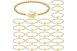 Tondiamo 24 Pcs Game Day Cheerleading Bracelets Gifts Bulk Gold Beaded Stretch Bracelets Charm Gifts Sport Jewelry Party Favors Supplies for Team Friends Accessories