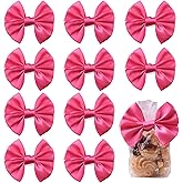 Satin Ribbon Bows with Twist Ties 3.7" Wire-Edged Twist Tie Bows for Gift Wrapping & Party Decor,Crafts & Cake Decorating,Wreaths & Bouquets,Wedding Baby Shower-24 Counts (Hot Pink)