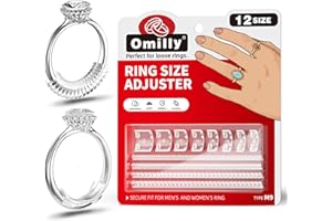 Omilly Ring Sizer Adjuster for Loose Rings - 12 Sizes, 2 Styles (Ring Spacers & Spiral), Invisible Fit for Bands, Resizer Guards for Women & Men, Solve Ring Looseness