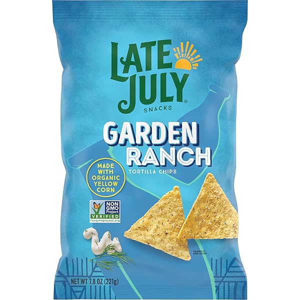 LATE JULY SNACKS, GARDEN RANCH TORTILLA CHIPS, 7.8-OZ. BAG