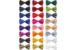 Mezchi 24 Pack Pre Tied Bow Ties, Solid Color Mens Bow Tie for Boys, Adjustable Clip On Bow Ties for Men, Boys Costume, Weddi