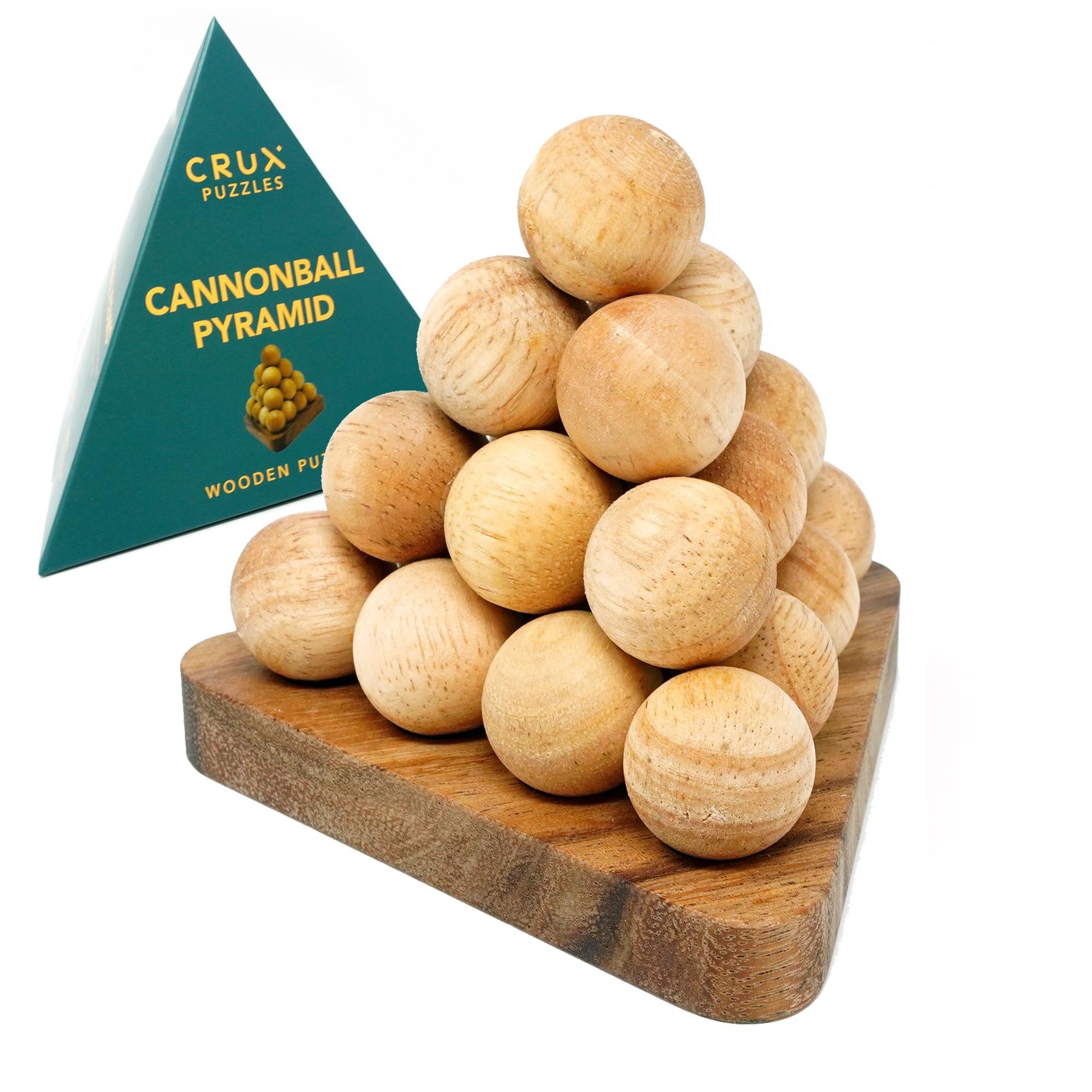Cannonball Pyramid Puzzle - Premium Wooden Brainteaser Puzzle Gift - STEM Desk Toy