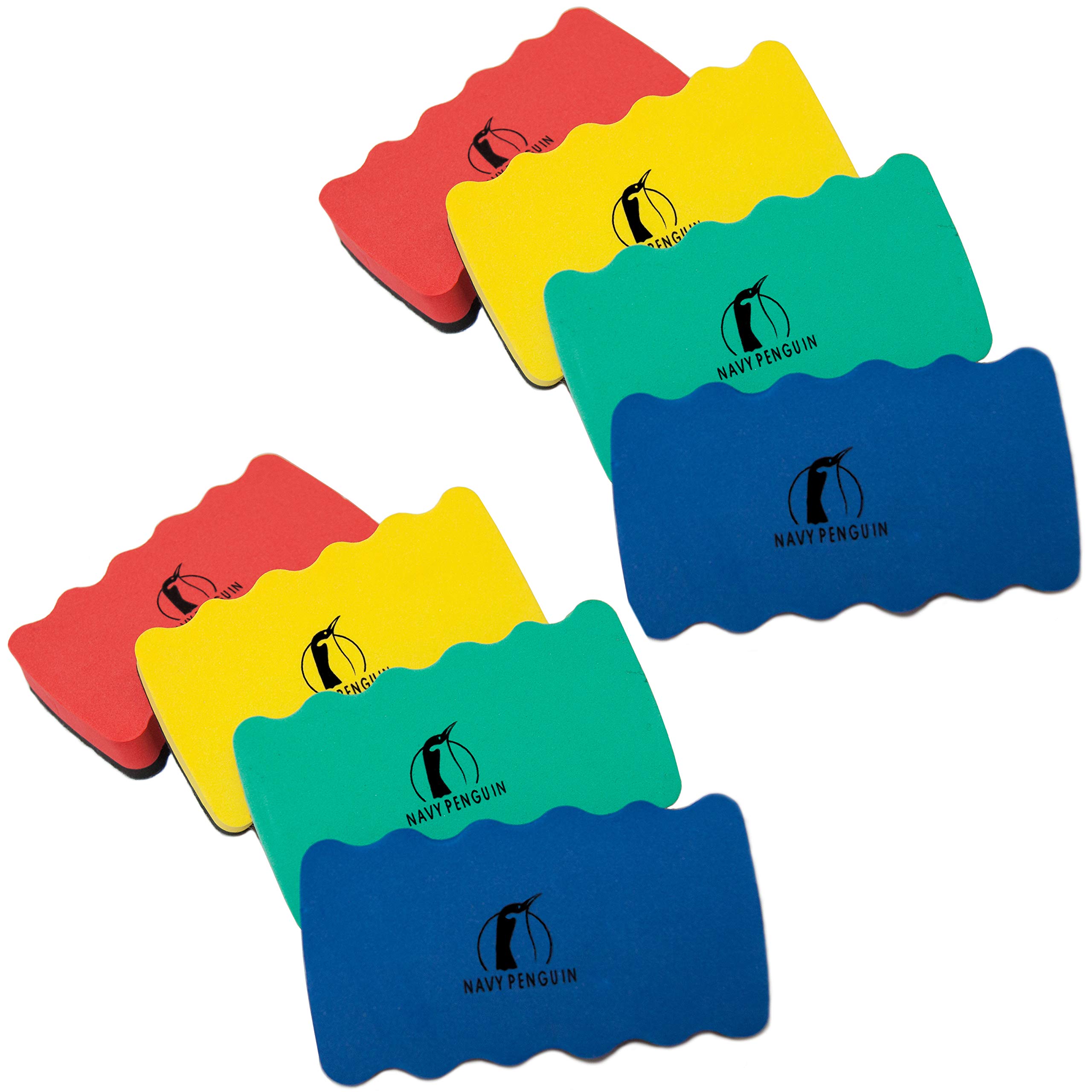 Magnetic Whiteboard Eraser Set - 8 Pack - Dry Erase White Board Foam Cleaner Rubber for Dry Wipe Pens - Strong Magnet Sticks to All Drywipe Boards - 4 x 2.3 x 0.8