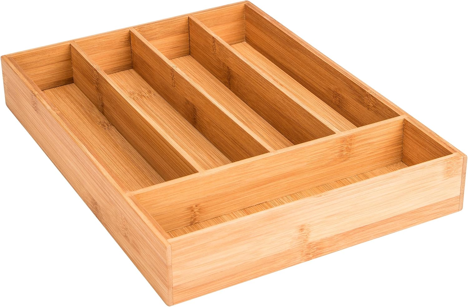 Besteckkasten Aus Bambusholz – 35 X 25 X 5 Cm, Rotes Innenfach, Dekorativ & Praktisch