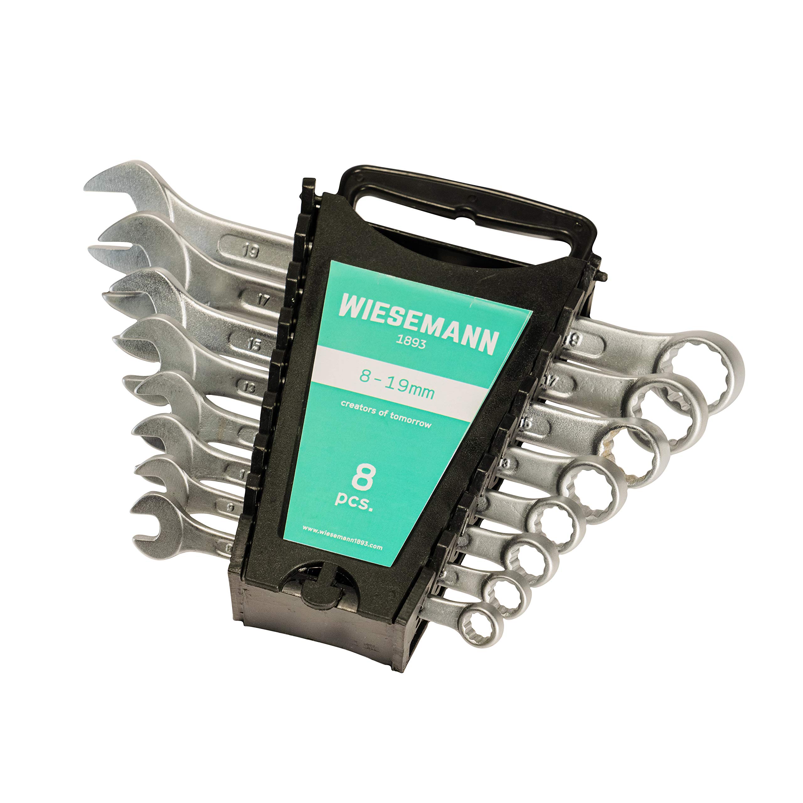 WIESEMANN 1893 Combination Spanner Set 8 pcs. 8-19mm I Wrench Set in Tool Holder I with 15° Angled Ring Side for Easier Working I 80201