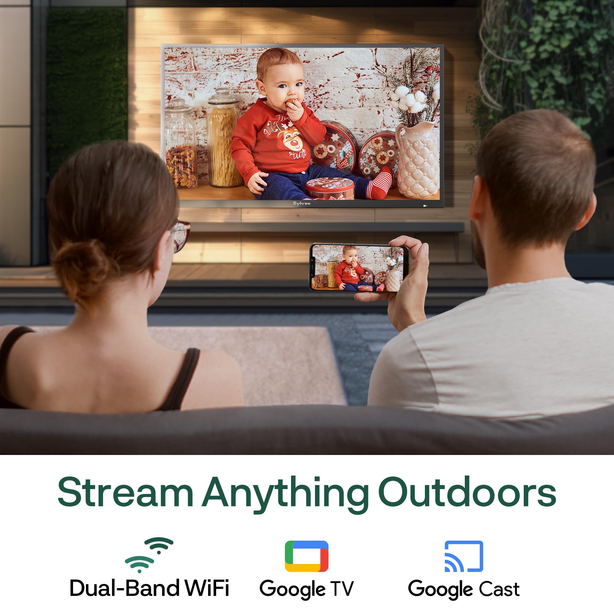 SYLVOX New 55” Outdoor Smart QLED TV, Superior Waterproof Performance, Upgraded Matte Finish for Enhanced Anti-Glare Effect, Full Metal, with Dolby Atoms, 2000nits, Full Sun Pool Pro QLED 2.0+ Series