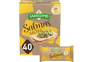 Sanissimo Salmas Salted, 40 packs of 3 Crackers, Oven Baked Corn Crackers, Gluten Free, Non GMO, Kosher Certified