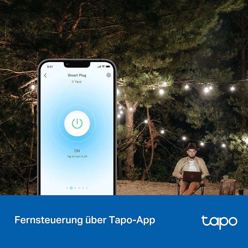 P410M WLAN Outdoor Steckdose, Smart Home Plug mit Stromzähler, IP54, funktioniert mit Alexa, Google Assistant, Siri, SmartThings & Matter, Fernsteuerung, Zeitplan, 2,4 GHz, 3680W/16A
