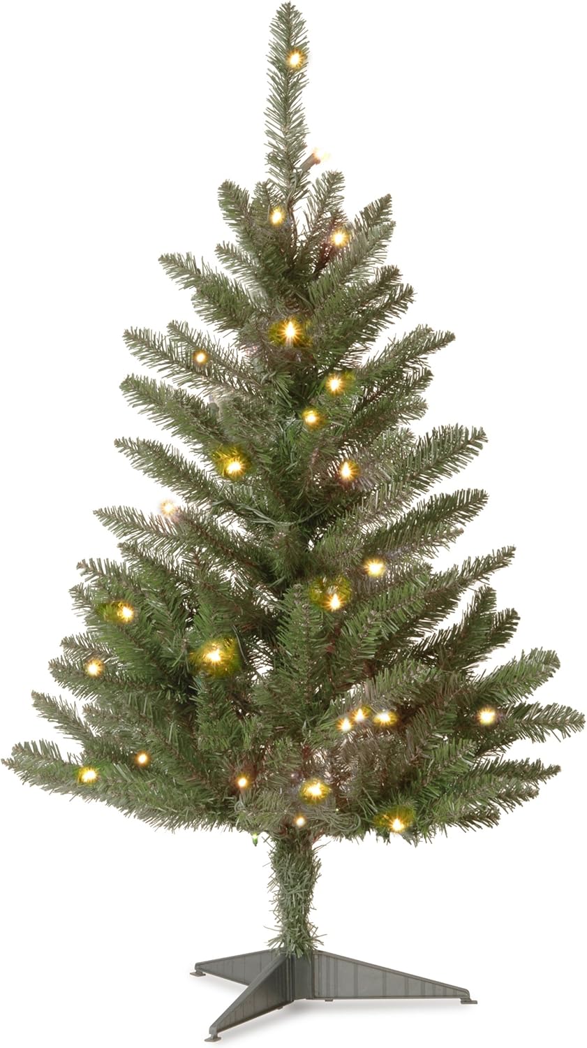 Trees - National Tree Company Artificial Mini Christmas Tree, Green, Kingswood Fir, Includes Stand, 3 Feet