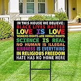 FYSUIMU Pride Metal Garden Stakes in This House We Believe Decorative Lawn Sign Love is Love BLM Welcome Yard Sign for Lawn P