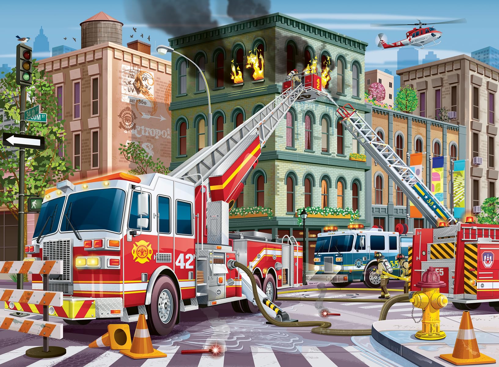 Ravensburger, Firefighters, 100 Pieces XXL, Children's Puzzle, Recommended Age 6+, Multicoloured, 13329 1
