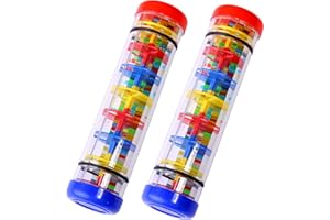 TDOCK 2 Pack Rainmaker Rain Stick Musical Instrument for Babies, Toddlers and Kids, 8 Inch Rainfall Rattle Tube Rainstick Shaker Toy