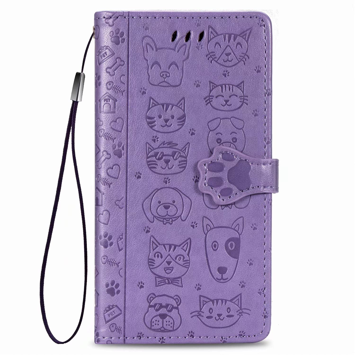 Oppo Find X5 Lite Case, Premium Shockproof Cat Dog Folio Wallet Phone Cases PU Leather Case Book Design with Magnetic Closure Card Slots Stand Protection Cover for Oppo Find X5 Lite purple