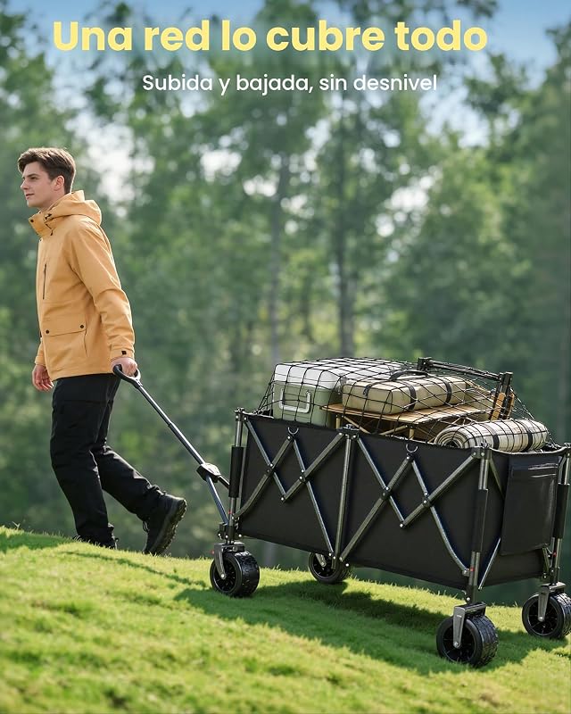 Carro Playa Plegable con Ruedas Anchas y Frenos 245L Negro — foto 7 de 8