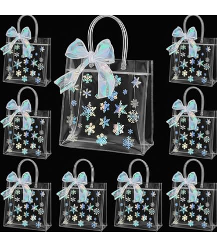 Jutieuo 24 Pack Clear OKA4 Plastic Gift Bags With Handles, Reusable Transparent Party Favor Bags Pvc Goodie Bag Bulk Wedding Baby Shower Birthday 6 3 - View #7