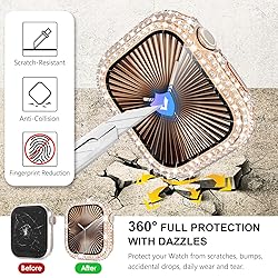 WINGLE 2-in-1 Waterproof Bling Case for Apple Watch