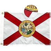 FRF FLAG Florida Flags 12x18 Inch, Embroidered FL State Flag, 210D Nylon Florida Strong Flag, FL Boat Flags for ATV, UTV, and Golf Cart, with 2 Brass Grommets