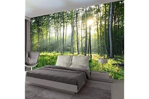 KOMNNI Customized 3D Movable Mural, Sunshine Forest Large Wallpaper, Natural Landscape Self-adhesive Mural, Jungle Wallpaper 