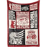 Huglanket Red Tractor Gifts Blanket, Farmer Theme Flannel Throw Blanket for Men, Funny Unique Birthday for Him/Her 50"*65"-Black