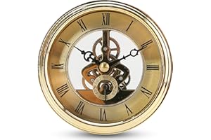 Diameter 97mm/3.82" Skeleton Clock Movement, Transparent Clock Inserts with Roman Numerals, Round Quartz Face Miniature Clock
