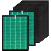 2 Sets Airmega 150 Replacement Filter for Coway Airmega 150 Air Purifier, 2 Green Filters and 10 Active Carbon Filters, AP-1019C-FP
