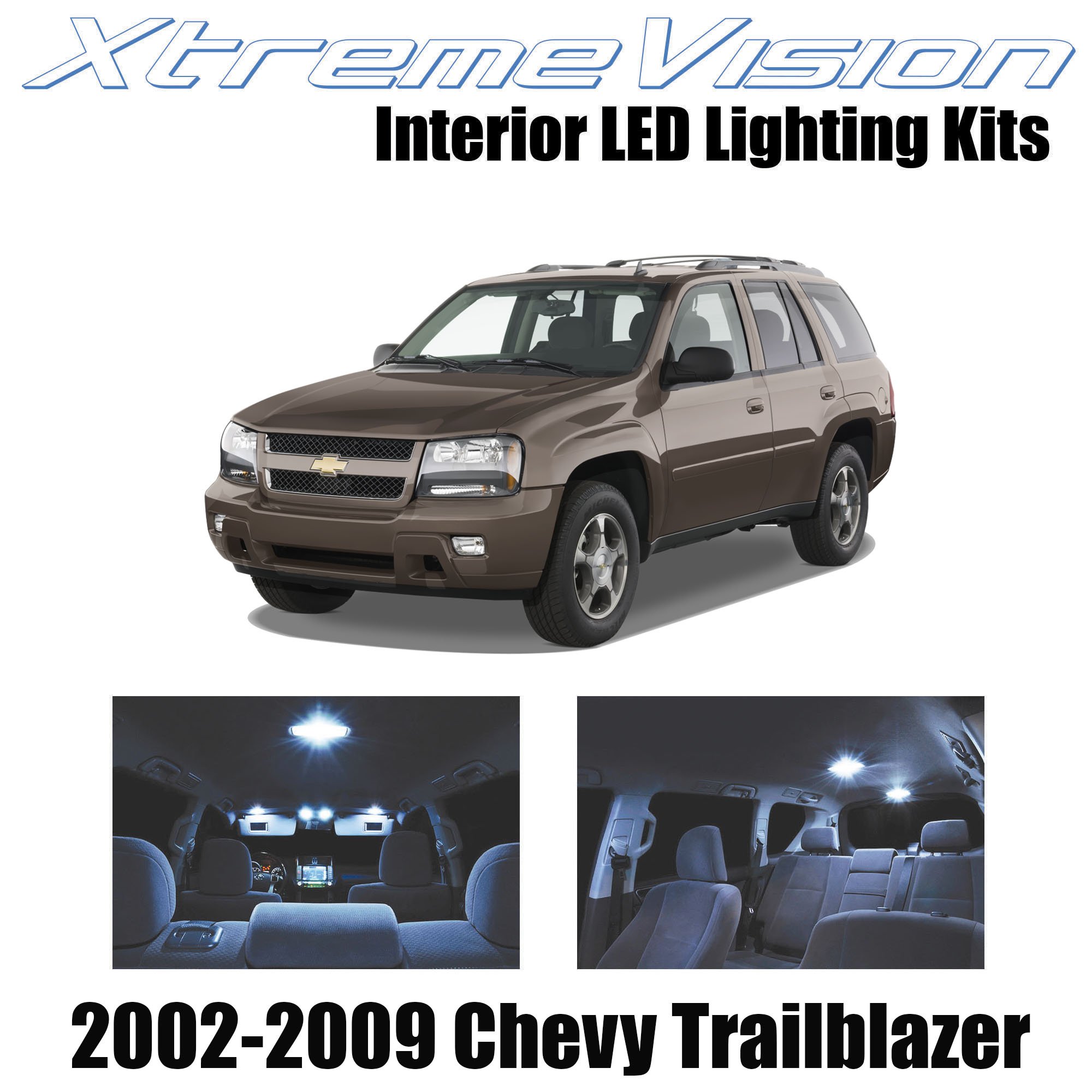 XtremeVision Chevy Trailblazer 2002-2009 (16 Pieces) Cool White Premium Interior LED Kit Package + Installation Tool