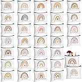 Pinkunn 32 Pcs Rainbow Inspirational Makeup Canvas Bags Bulk for Women Staff Employee Appreciation Gifts Cosmetic Bags for Women Boho Canvas Makeup Cosmetic Gifts Pouches for Travel Toiletry Pouch