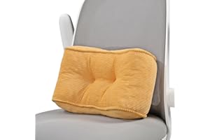 Glyzia Lumbar Support Pillow for Study Desk Chair, High-Density Foam Back Support Pillow for Lower Back Pain Relief, Soft & Support Corduroy Office Chair Cushion, S, Yellow