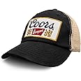 Tee Luv Coors Banquet Hat - Coors Beer Trucker Style Baseball Cap (Black and Brown)