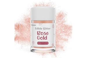 CHERRYSEA Edible Glitter,Drink Glitter Edible Dust, Edible Sparkles for Food Cupcakes,Cookies,Candy Sugar,Pops,Kosher Halal Certified Food Grade Coloring for Wines,Cocktails,Champagne,Beverages - Rose Gold